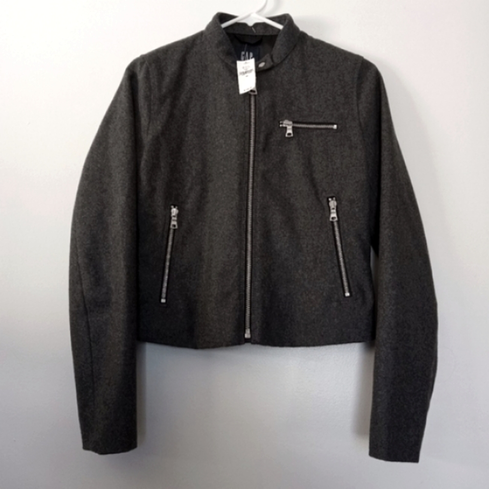 GAP Charcoal Grey Moto Style Jacket Women's XSmall *NWT